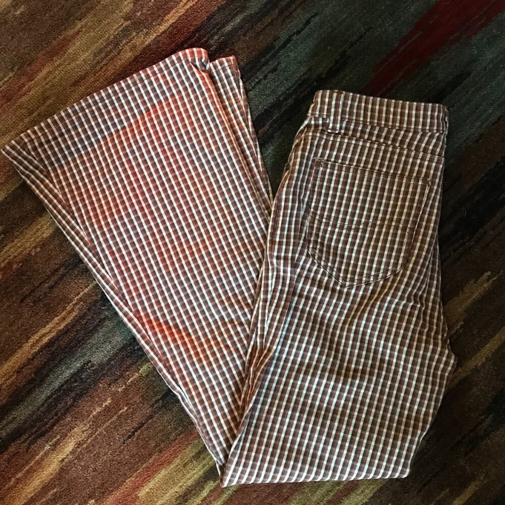 Lee Vintage Modern Plaid Bellbottoms 28 - Picture 2 of 3
